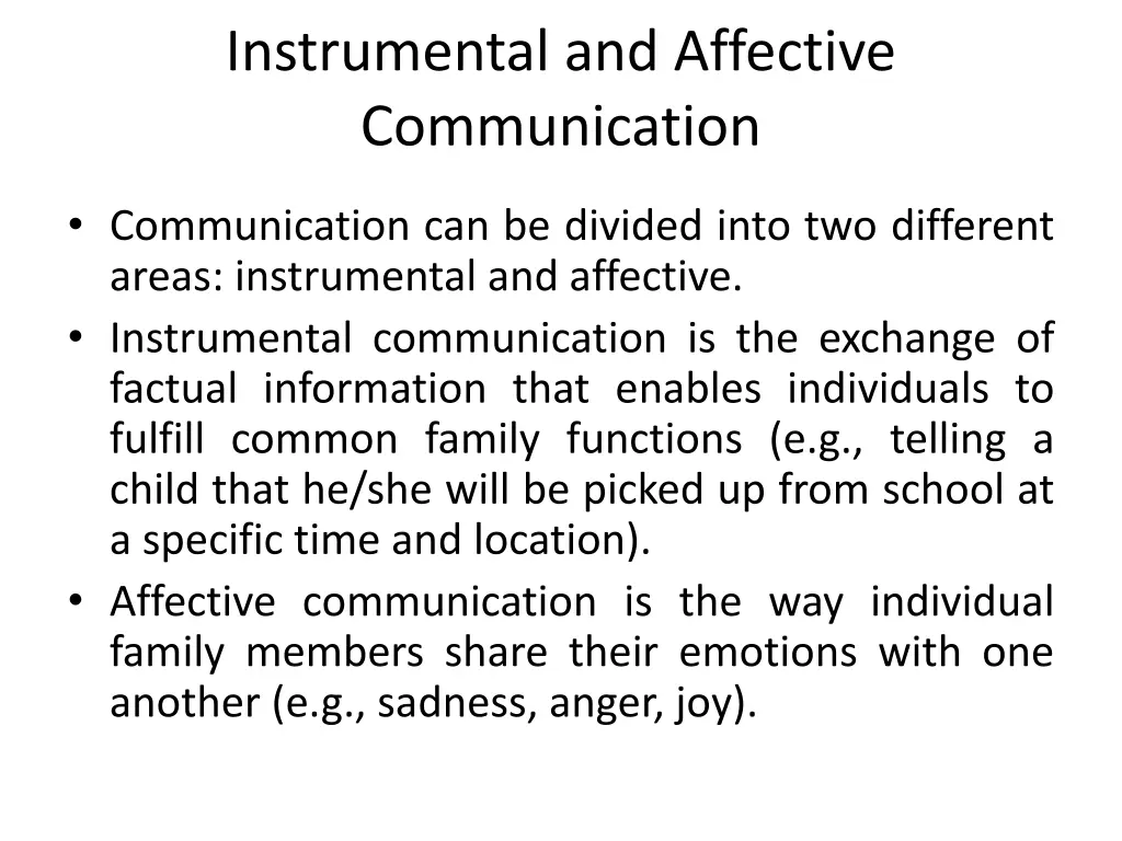 instrumental and affective communication