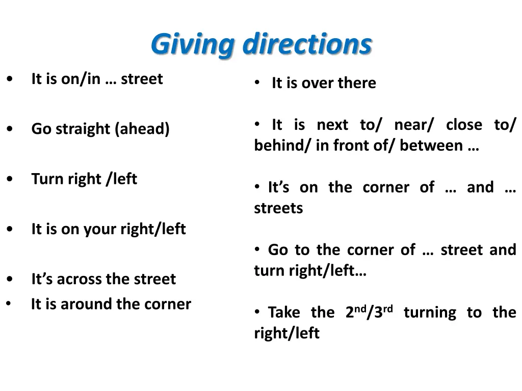 giving directions