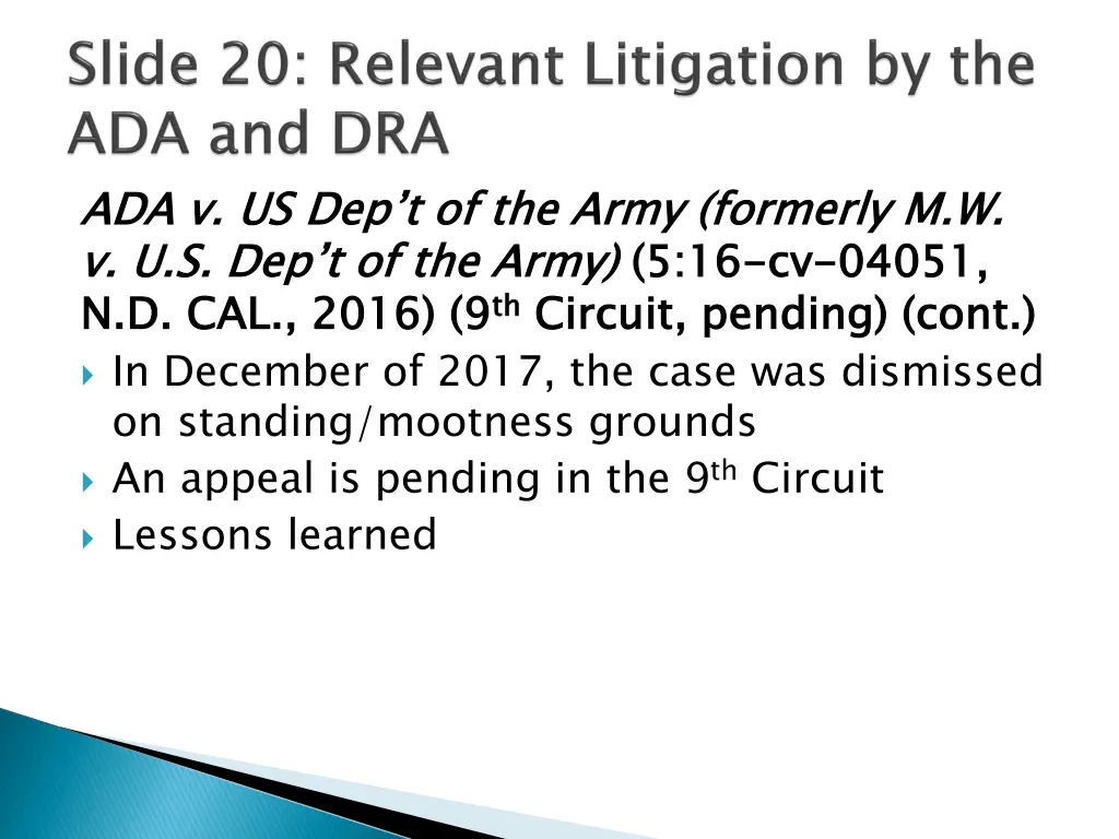 ada v us dep t of the army formerly