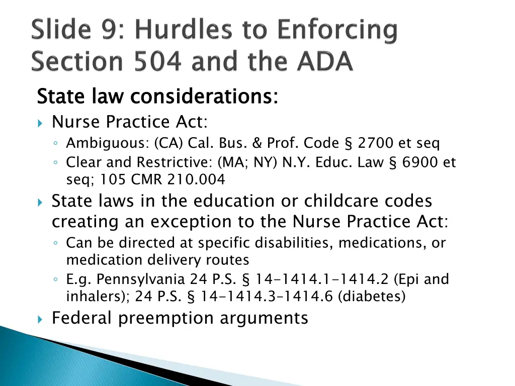 state law considerations nurse practice