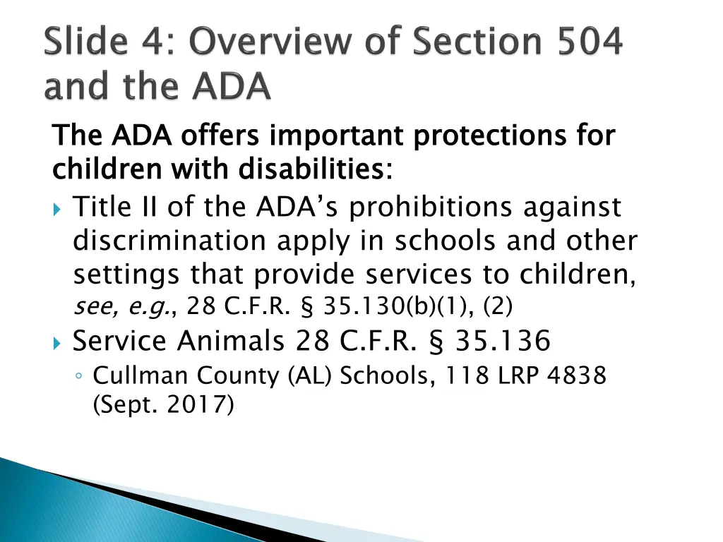 the ada offers important protections for children