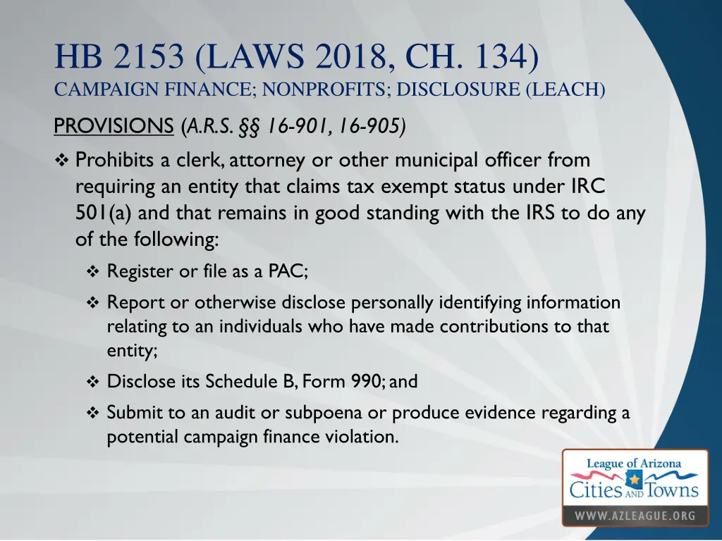 hb 2153 laws 2018 ch 134 campaign finance 2