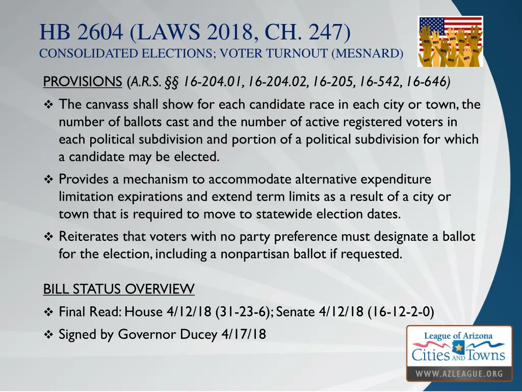 hb 2604 laws 2018 ch 247 consolidated elections 1