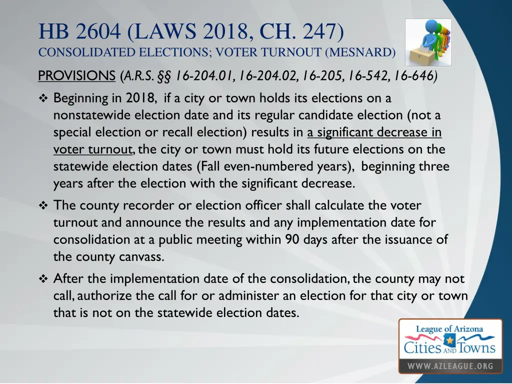 hb 2604 laws 2018 ch 247 consolidated elections