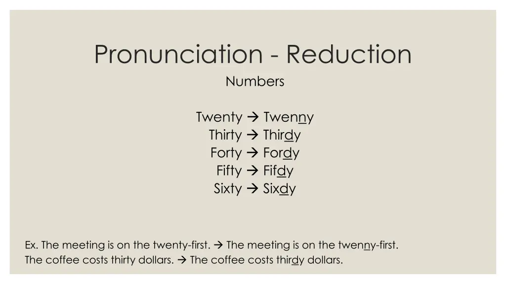 pronunciation reduction numbers