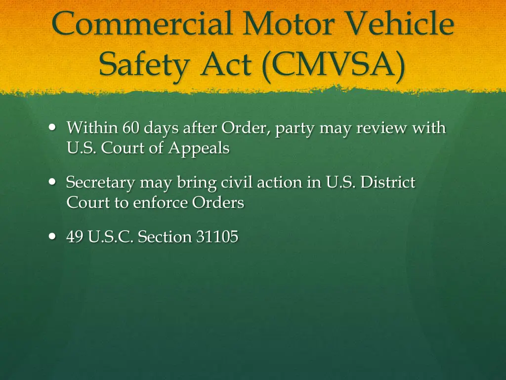 commercial motor vehicle safety act cmvsa 2