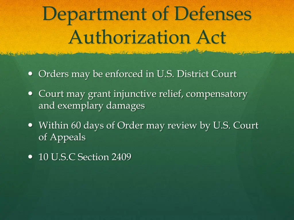 department of defenses authorization act 1