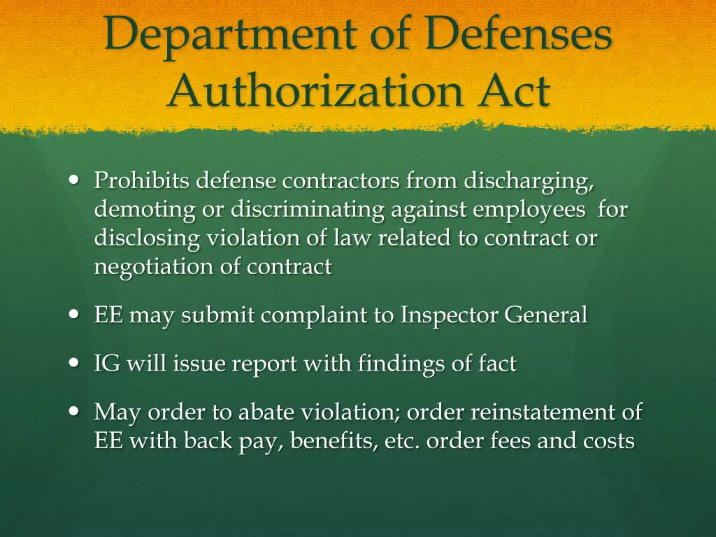 department of defenses authorization act