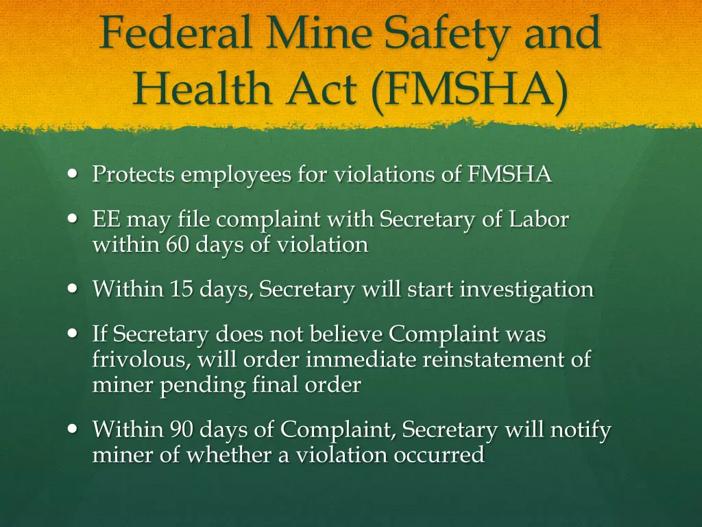 federal mine safety and health act fmsha