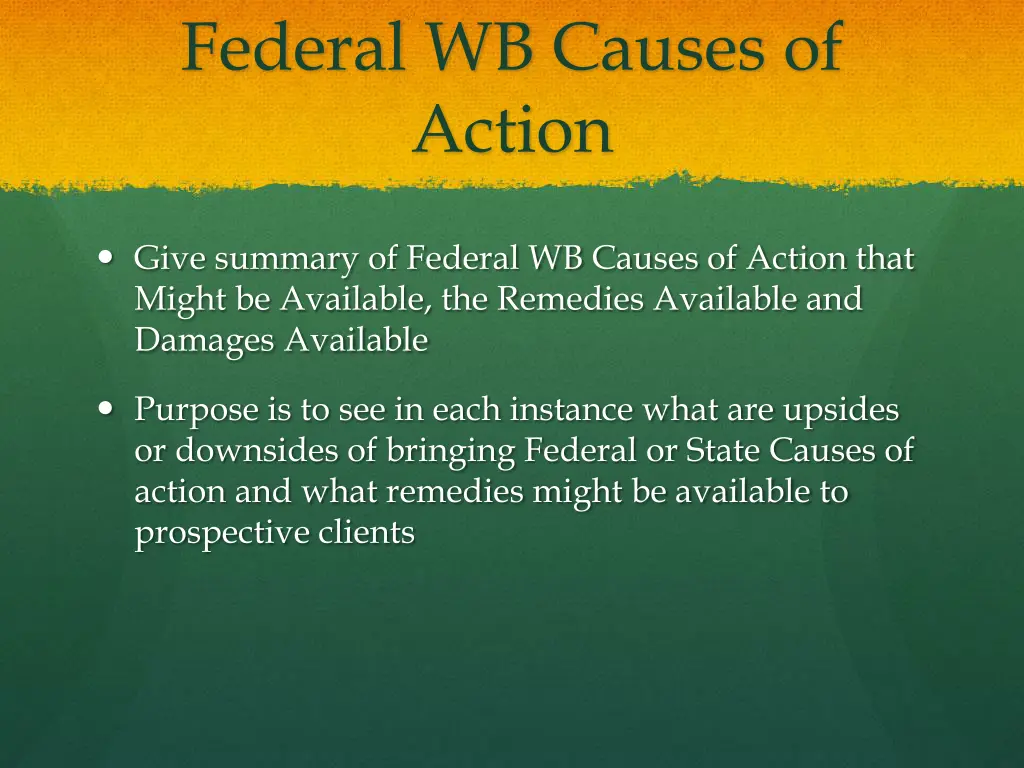 federal wb causes of action