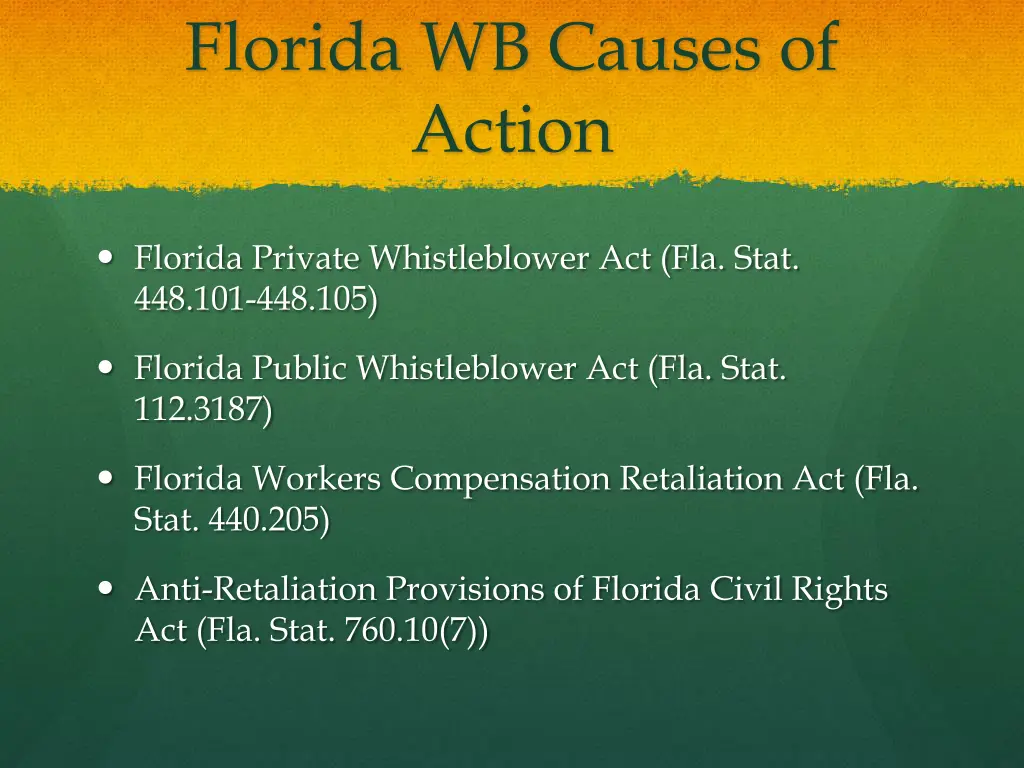 florida wb causes of action