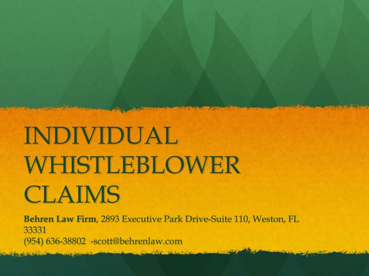 individual whistleblower claims behren law firm