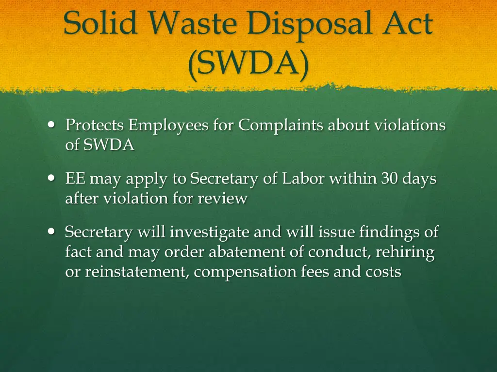 solid waste disposal act swda