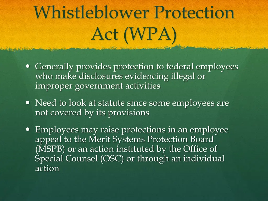 whistleblower protection act wpa