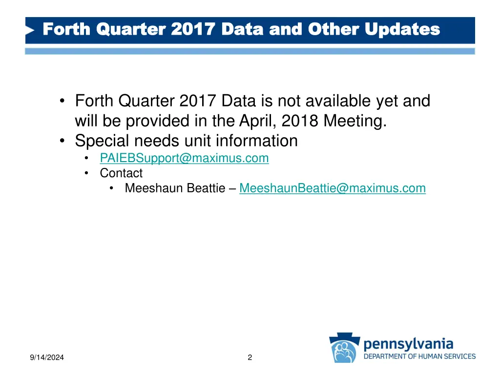 forth quarter 2017 data and other updates forth