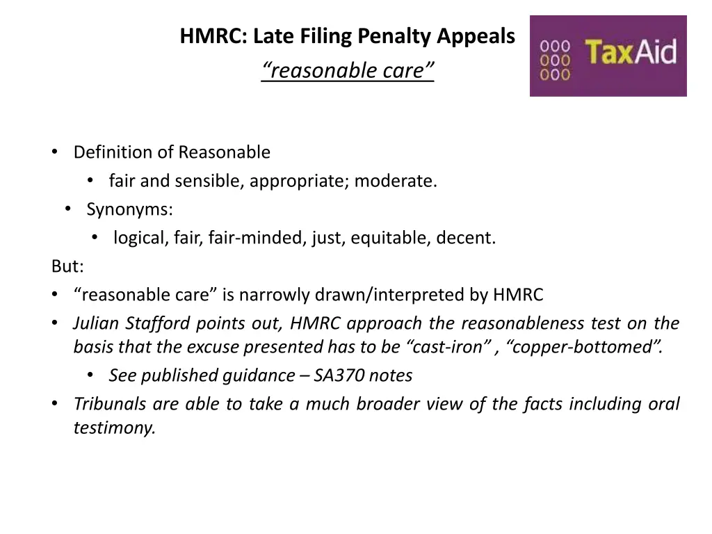 hmrc late filing penalty appeals reasonable care