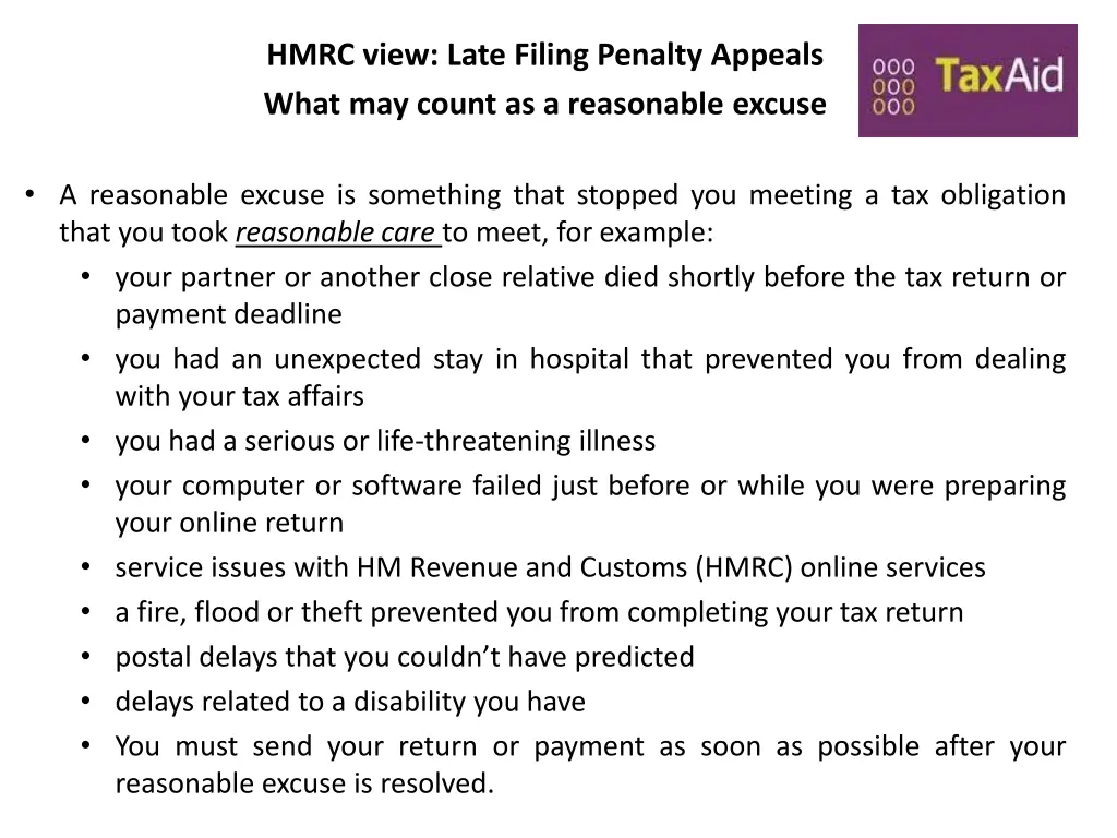 hmrc view late filing penalty appeals what