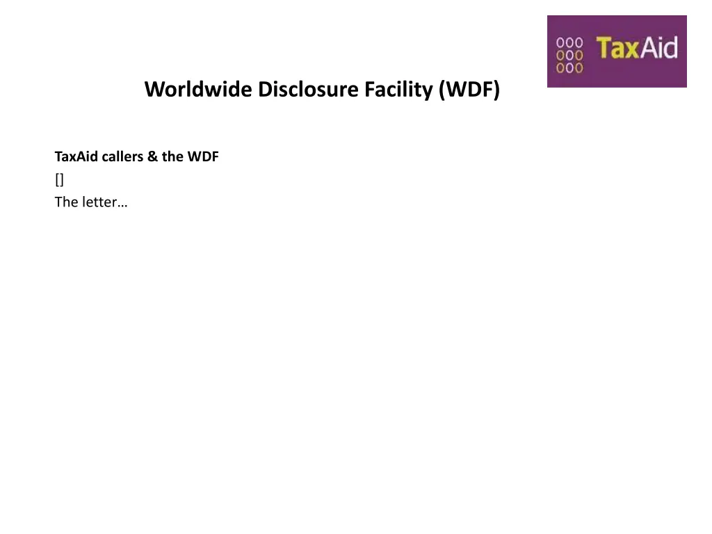 worldwide disclosure facility wdf