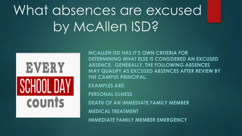 what absences are excused by mcallen isd