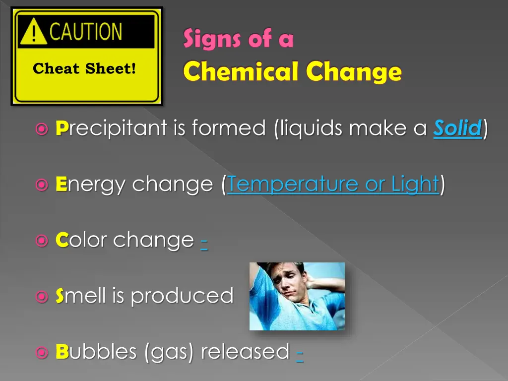 signs of a chemical change