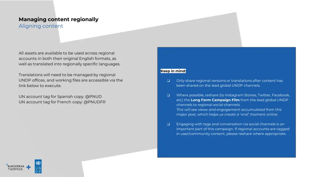 managing content regionally aligning content