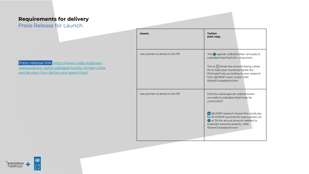 requirements for delivery press release for launch