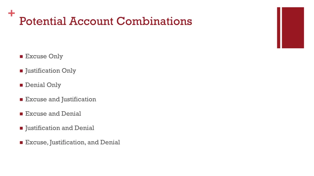 potential account combinations