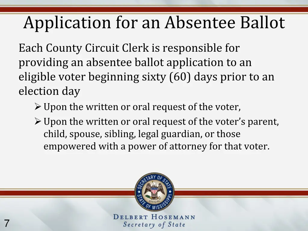 application for an absentee ballot