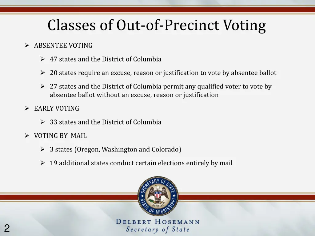 classes of out of precinct voting