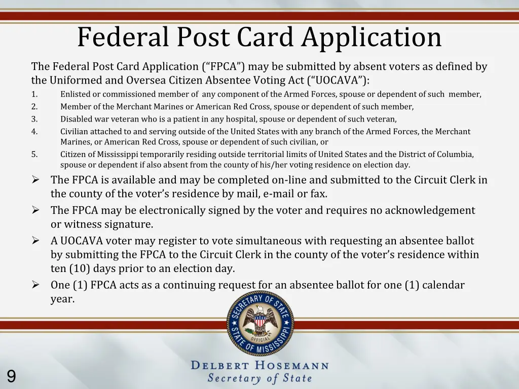 federal post card application