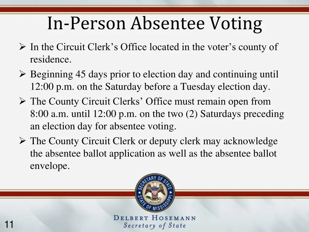 in person absentee voting