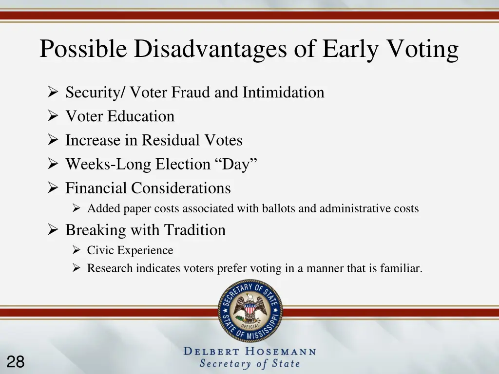 possible disadvantages of early voting