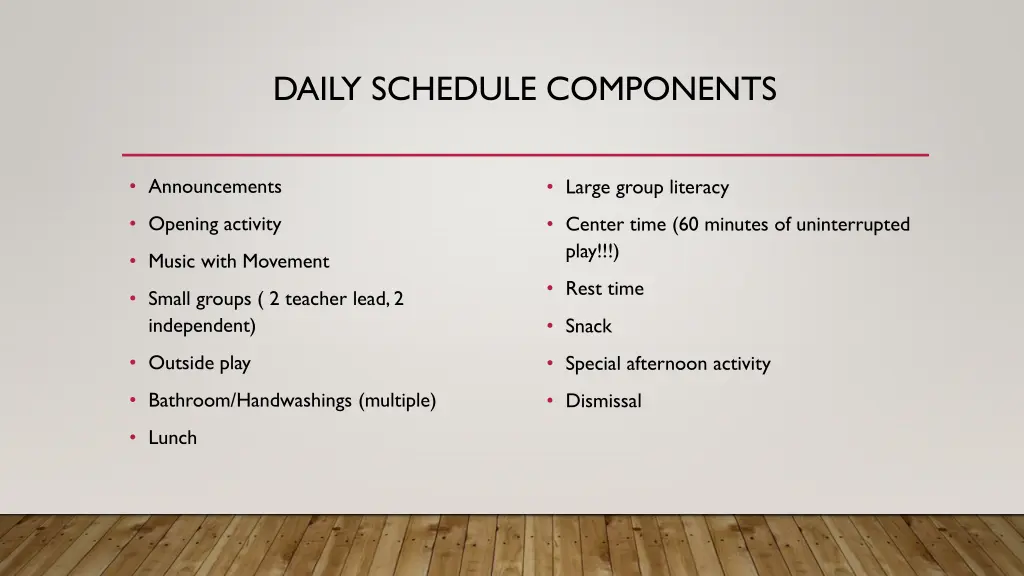 daily schedule components