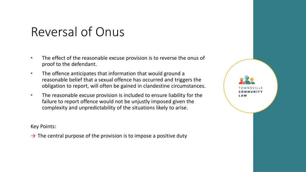 reversal of onus