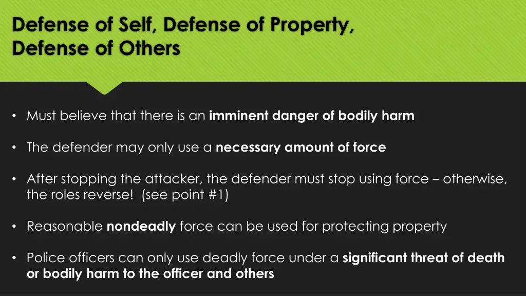 defense of self defense of property defense