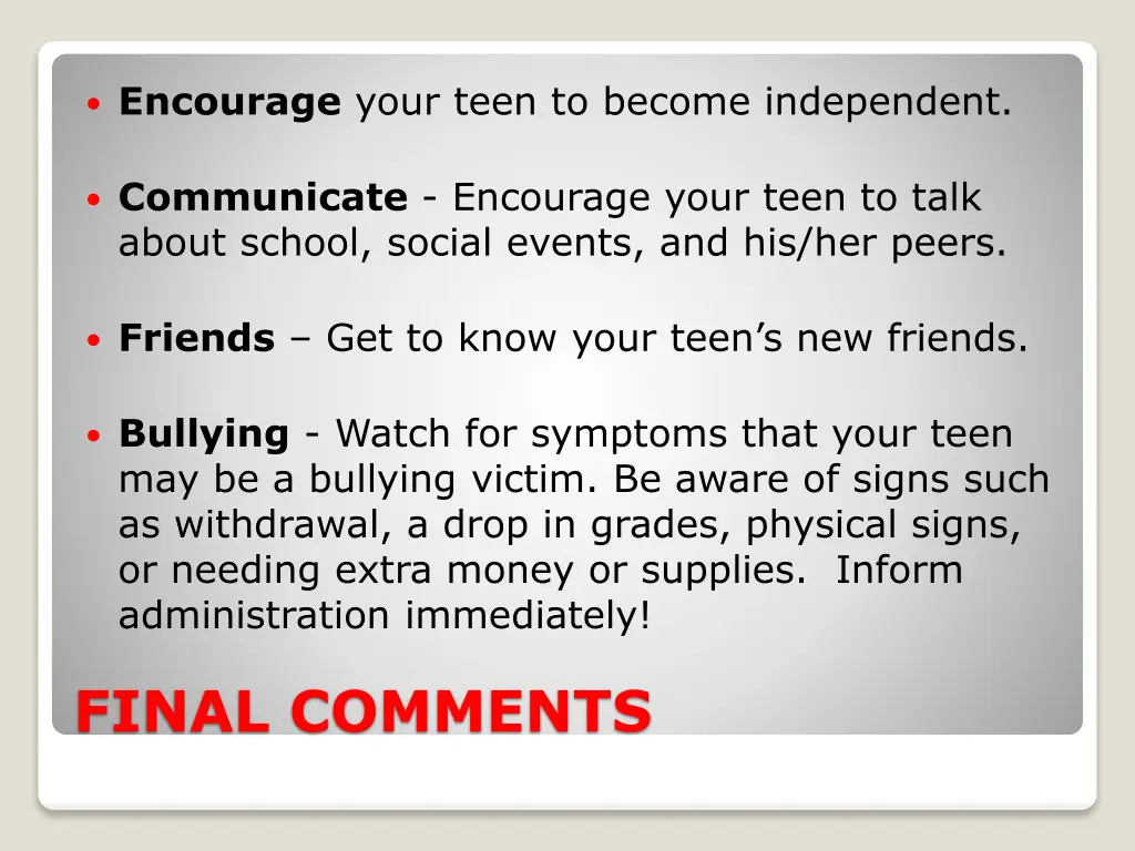 encourage your teen to become independent