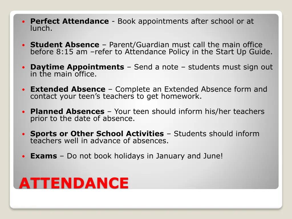 perfect attendance book appointments after school