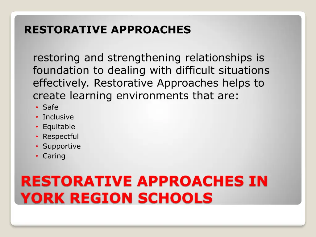 restorative approaches restoring