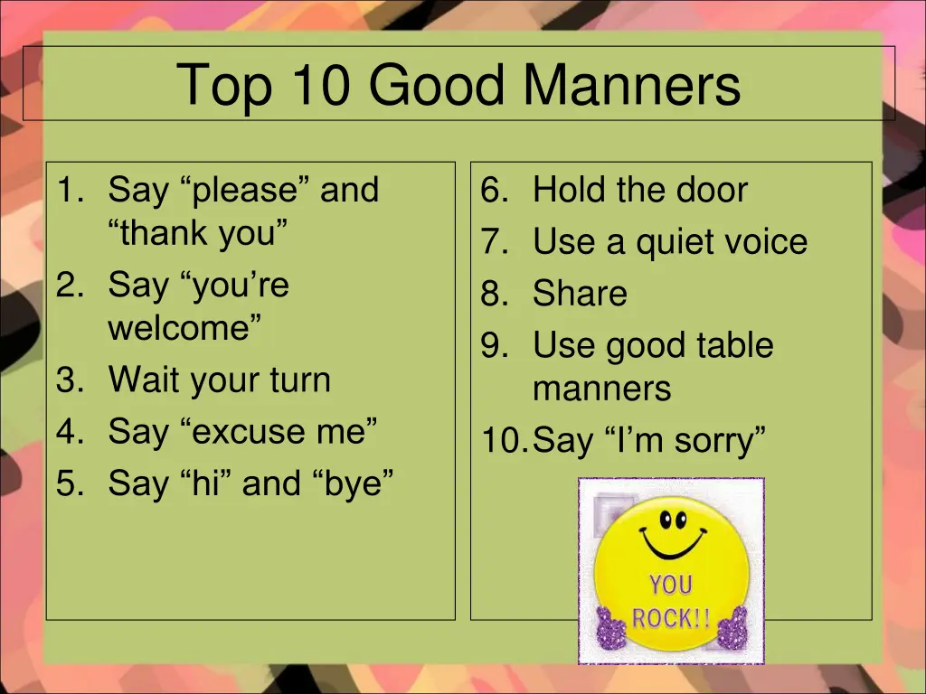 top 10 good manners