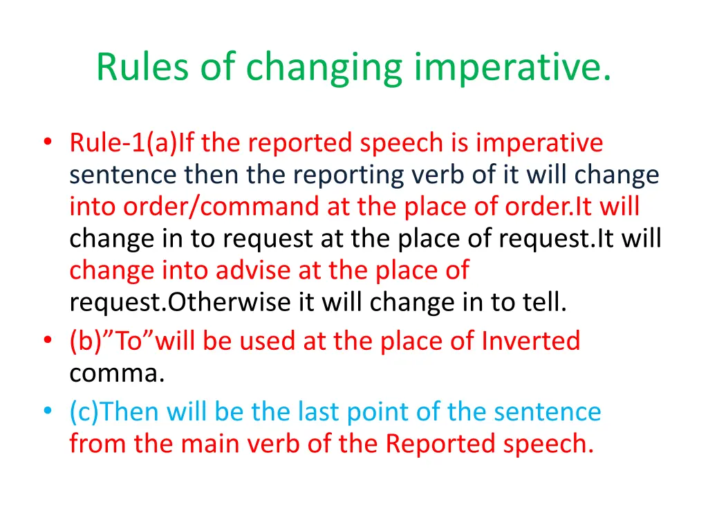 rules of changing imperative