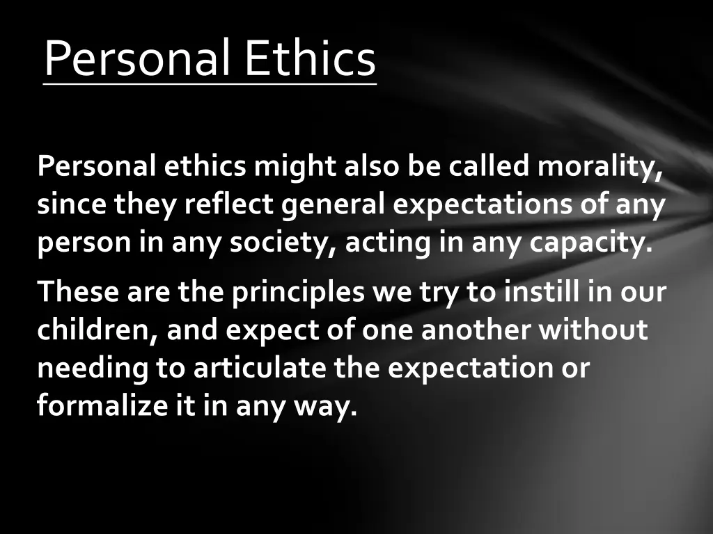 personal ethics