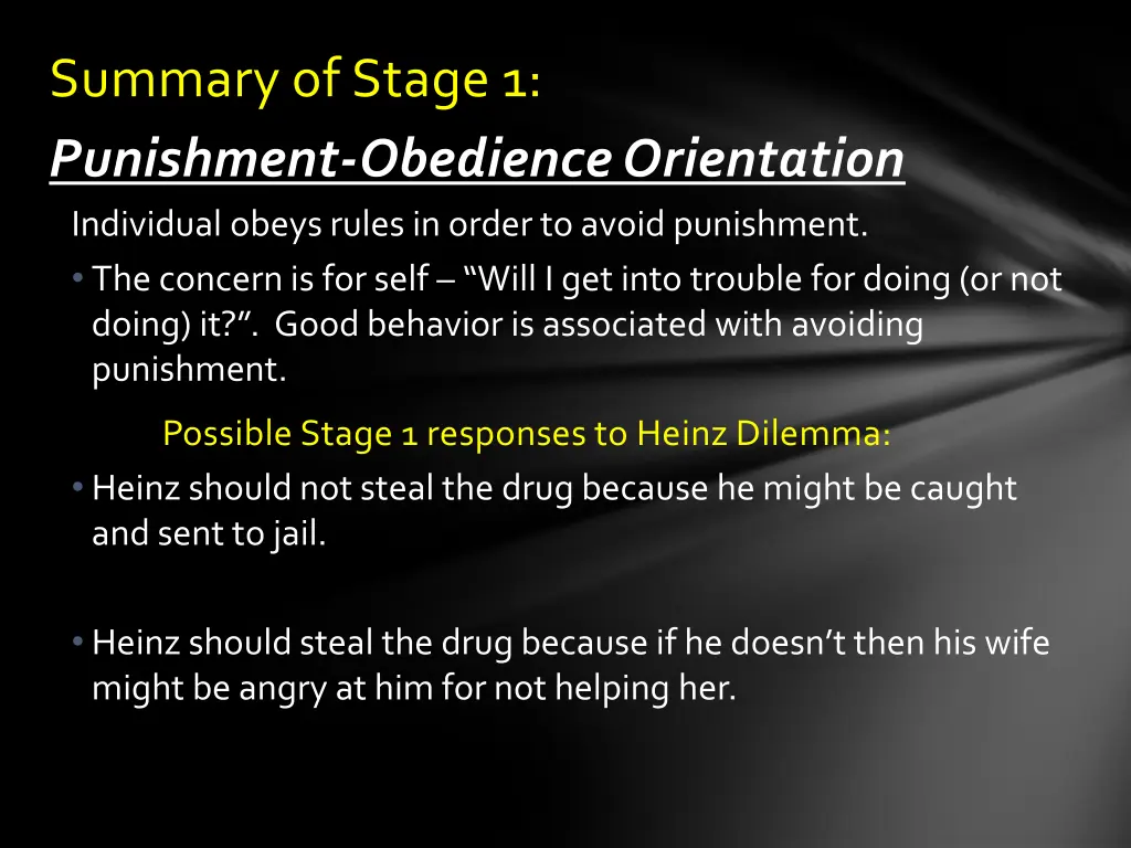 summary of stage 1 punishment obedience