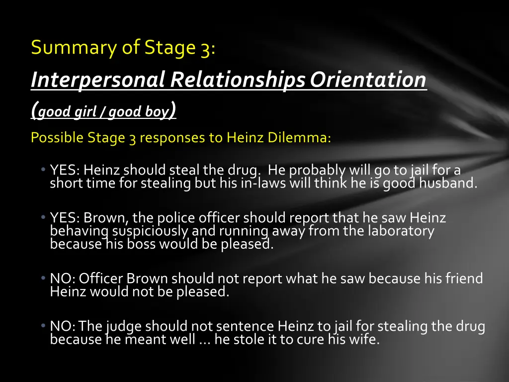 summary of stage 3 interpersonal relationships