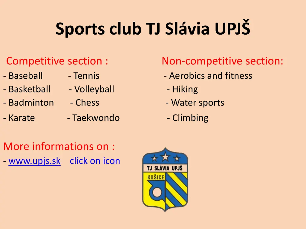 sports club tj sl via upj