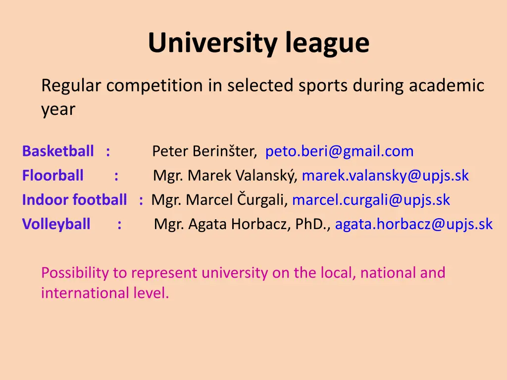 university league