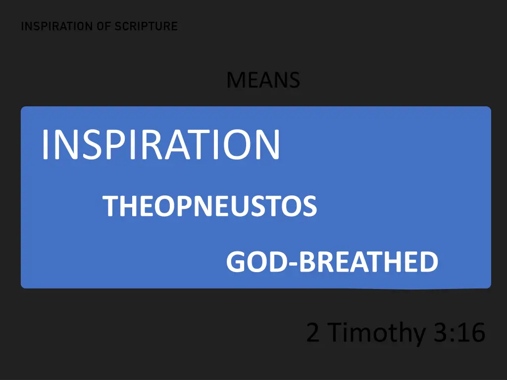 inspiration of scripture 1