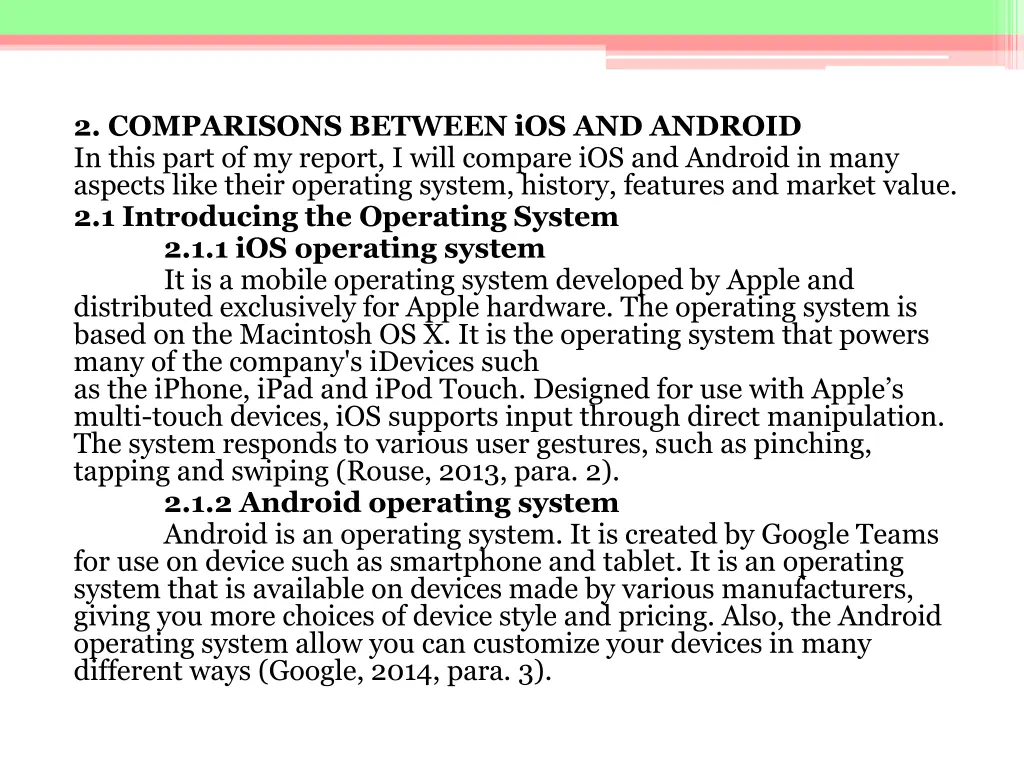 2 comparisons between ios and android in this