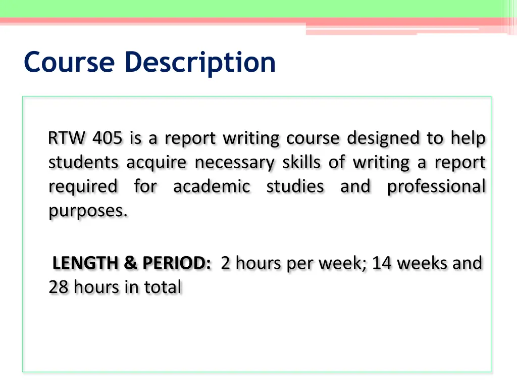 course description