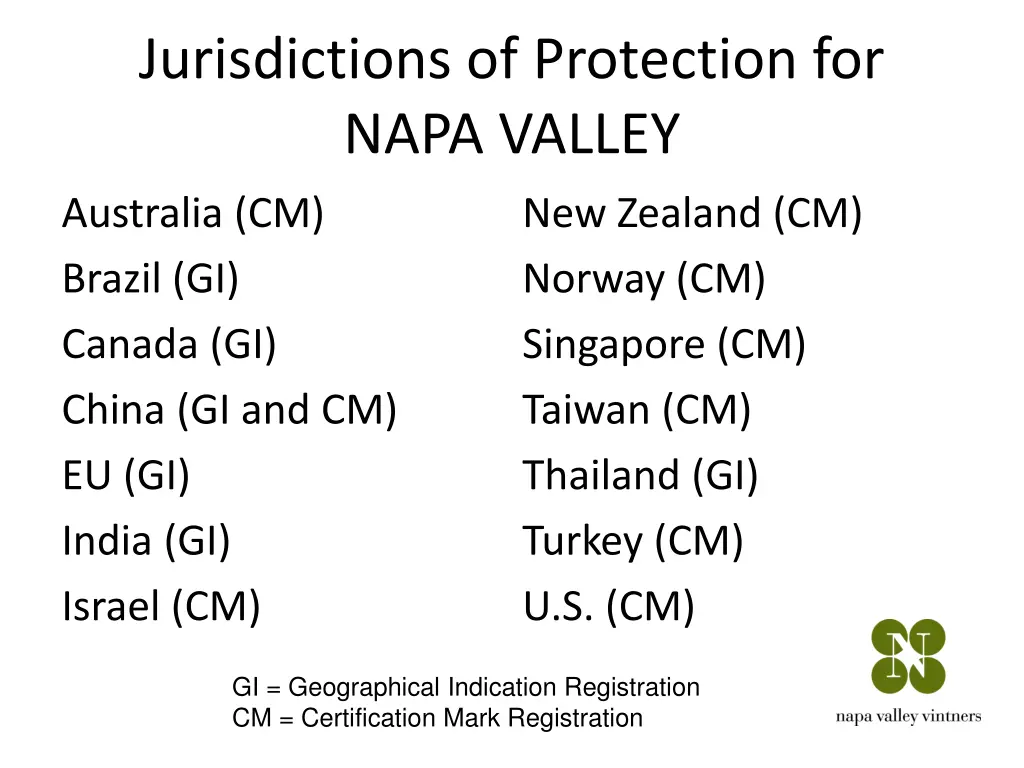 jurisdictions of protection for napa valley