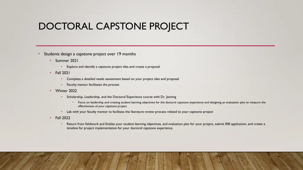 doctoral capstone project